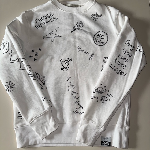Golden Goose White Athena Sweatshirt XS Crewneck Inspirational - Picture 3 of 8